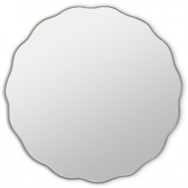 Круглое зеркало в серебряной волнистой раме Fancy M Silver (Фэнси) Smal Ø80 см 